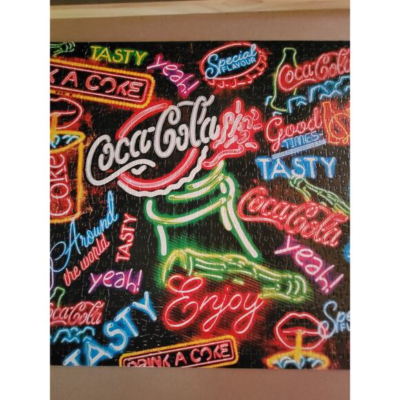 Coca-Cola Neon Jigsaw Puzzle 1000 pc Buffalo Games Complete - Picture 6 of 7